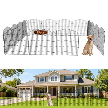 Garden Fence No Dig, 31in(H) x24ft(L) Black 15 Pack, No Gate - size: 31in(H)x35ft(L)