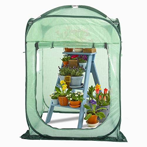 Porayhut Pop Up Greenhouse Tent,Portable X-Large Walk-in Flower House ,Indoor Outdoor Gardening Plant Sunshine Room with PE Mesh Cloth Cover for Protecting Plant from Cold Frost & Birds - style: 52'' Tall Flower House Tent