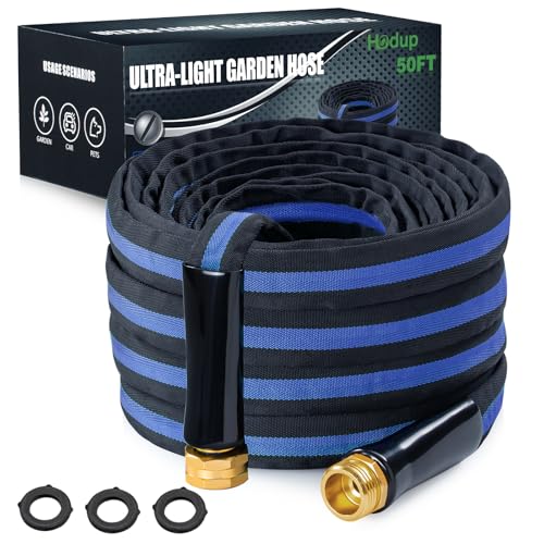 Lightweight Garden Hose 50 ft, Flexible Kink-Free Water Hose - color: black-blue, size: 50 FT
