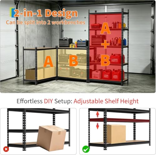 Heavy Duty 5-Tier Storage Shelves, 2756 lbs, 35.4" W x 15.7" D x 72" H - size: 72" H x 36" W x 16" D