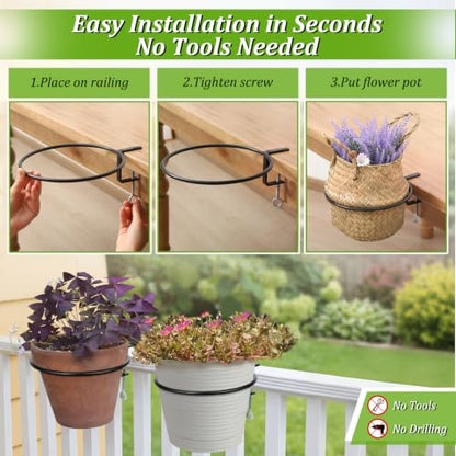 Chumia 3 Pack 4 Inch Railing Plant Holder Flower Pot Holder Ring - size: 4 Inch