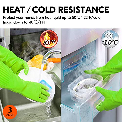 Vgo... Latex Reusable Cleaning Gloves,Long Sleeve Kitchen Gloves(RB2143) - color: Green, size: Medium