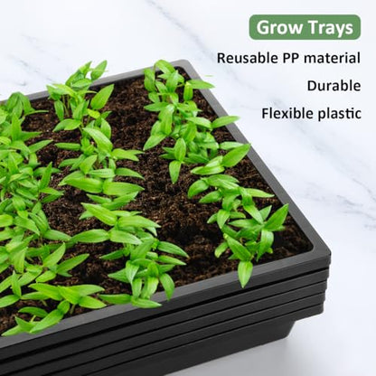 RooTrimmer 1020 Flat Seed Starter Trays 10 Pack, Plastic Nursery Pots Trays & Seeds Potting Plants Tray, Durable Carrying Seedling Starting Tray for Planting (Black) - color: Black, size: TP1020-10P