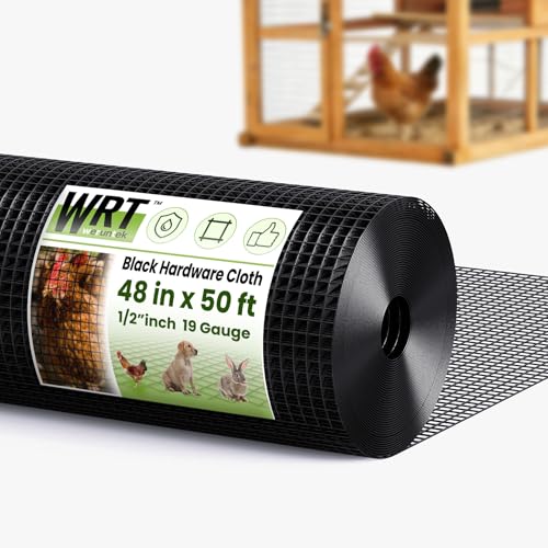 1/2" Hardware Cloth, 48 in x 50 ft, 19 Gauge Black PVC Coated Welded Mesh - size: 1/2inch 48"x50'