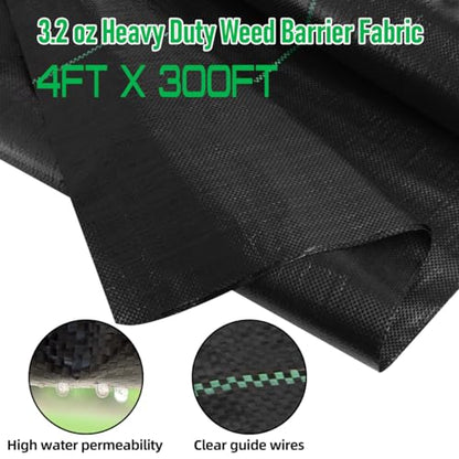 LAVEVE Heavy Duty Weed Barrier Landscape Fabric 4FT x 300FT - size: 4FT×300FT