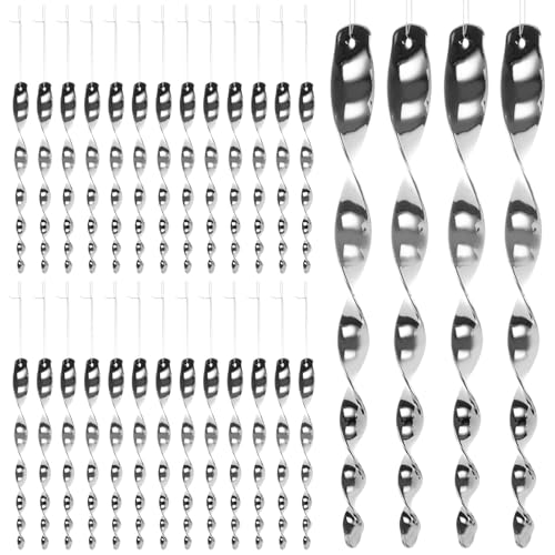 ASelected 30 Pack Reflective Wind Spinners, Silver Shimmering Hanging Rods, 11.4 Inch Mirror Finish Spiral Ornaments for Keeping Your Patio, Orchard, Barn, and Yard Free from Bird Intrusions