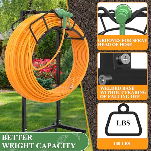 Qatsrin Super Stable Garden Hose Holder, Water Hose Reel holds 160ft, Black - color: Black