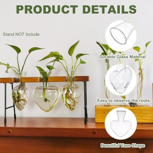M METERXITY 3-Pack Propagation Vases, Heart-Shaped Glass Propagation Stations for Indoor Plants/Desktop Decor/Home Garden, Plants Terrariums Hydroponic Vases [Clear] - color: Clear