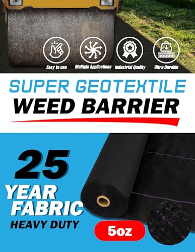 Super Geotextile Professional 5oz Geotextile Weed Barrier Fabric - Heavy Duty Landscape Fabric for Gardening, Landscaping, Weed Fabric (4x250) - size: 4' x 250'