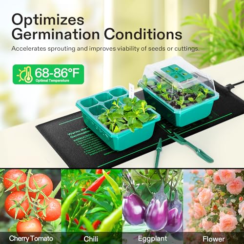 VIVOSUN 2 Pack Durable Waterproof Seedling Heat Mat Warm Hydroponic Heating Pad 10 x 20.75 Inch, Soil Tester, 3-in-1 Plant Moisture Meter Light and PH Tester for Germination, Indoor Gardening, Greenho