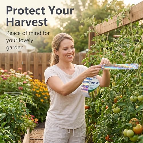 Laser Bird Scare Reflective Tape, 262ft Double-Sided Holographic Ribbon for Outdoor Garden Farm Orchard, UV-Resistant Waterproof Bird Repellent Deterrent for Sparrows Woodpeckers, Easy DIY Install