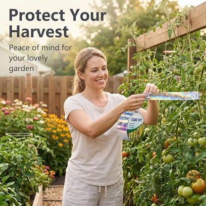 Laser Bird Scare Reflective Tape, 262ft Double-Sided Holographic Ribbon for Outdoor Garden Farm Orchard, UV-Resistant Waterproof Bird Repellent Deterrent for Sparrows Woodpeckers, Easy DIY Install
