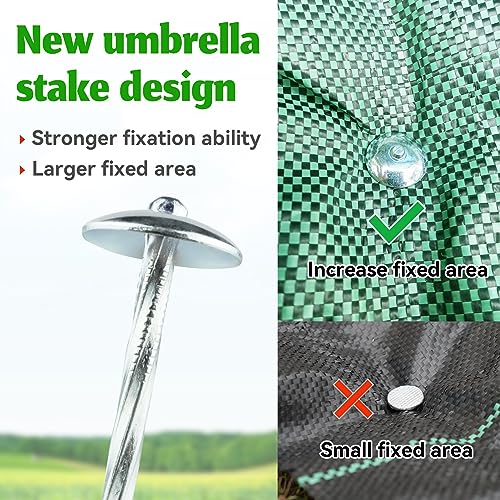 Landscape Stakes - Garden Edging Spikes Pins - New Umbrella-Type Design 5'' Galvanized Lawn Staples for Weed Barrier Fabric, Tent, Etc (50)