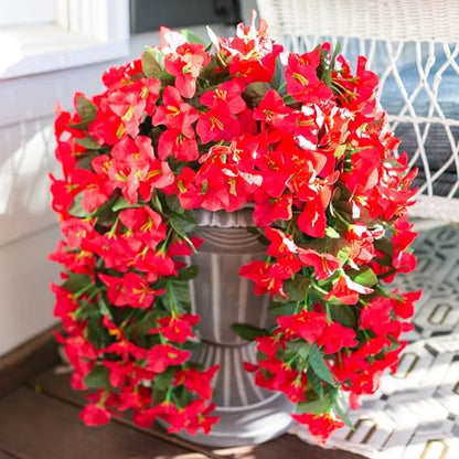 2 PCS Bougainvillea Artificial Hanging Flowers Plants for Outdoors, Red - color: Red