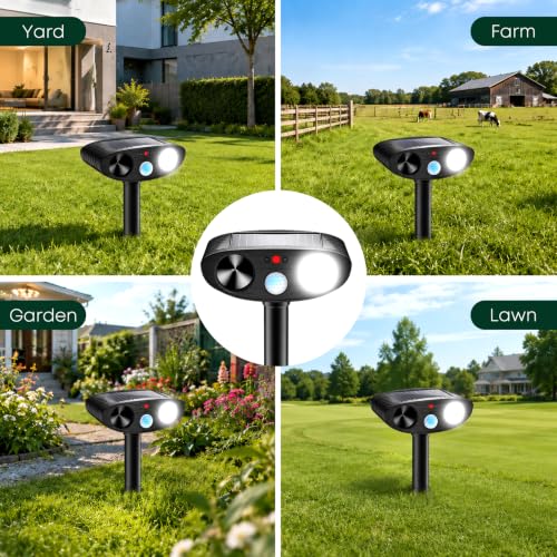 2026 Upgraded Solar Ultrasonic Animal Repeller Outdoor, Black, 2-Pack