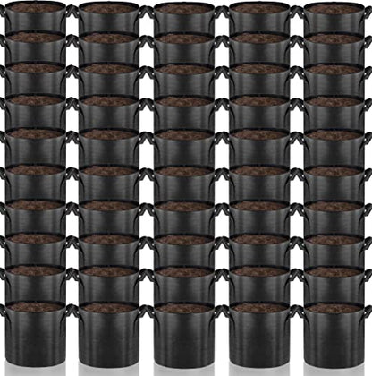 Gardenera Aeration Grow Bags - Set of 50 Durable Fabric Plant Pots with Handles for Healthy Root Development - 1 Gallon - color: 50-pack, size: 1 Gallon