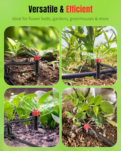 Pawfly 30 Pcs Drip Irrigation Emitters, Drip Emitters for 1/4" Drip Irrigation Tubing, Sprinkler Heads with Adjustable 360 Degree Water Flow, Garden Drippers for Plants Watering System - size: 30pcs 1/4" Drip Emitters