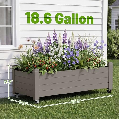 Fancyango Raised Garden Bed with Wheels 13.3" Hx2 -Gray - color: Gray, size: 13.3"Hx2