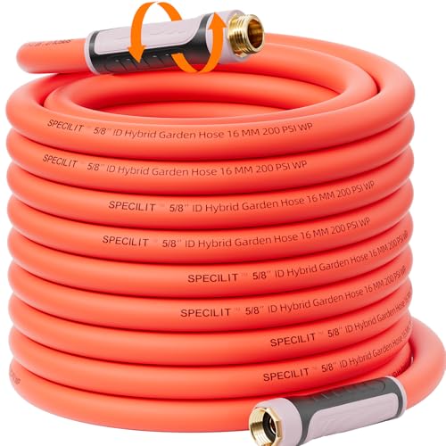 SPECILITE Garden Water Hose 100 ft x 5/8" with 360° Rotating Grip,Kink-less - size: 100 FT