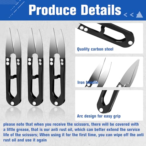 Therwen 48 Pcs 4 Inch Bonsai Pruning Scissors Thread Snips Mini Sewing Scissors U Shaped Bulk Bud and Leaves Trimmer Yarn Carbon Steel Pruners Trimmers for Gardening(Black) - color: Black