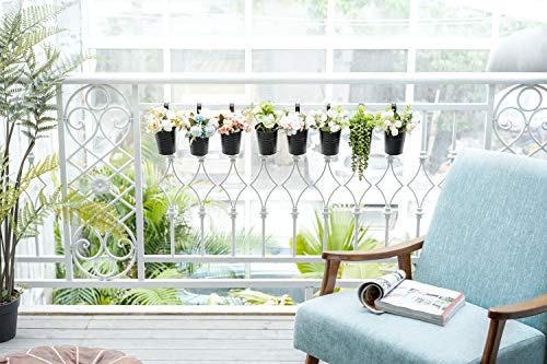 Dahey 3.8 Inches Small Metal Hanging Flower Pots 10 Pcs Railing Planter Box - color: Black, size: 4 inches