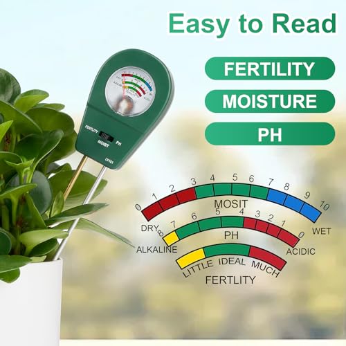 Adoric Soil Moisture Meter, 3-in-1 Soil pH, Moisture & Fertility Meter Soil Tester for Plants Battery-Free Garden Tool for Indoor & Outdoor Use, Accurate & Fast Response Soil Kit for Home Farm & Lawn