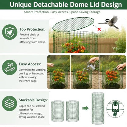 Plant Protectors from Animals 12 x 12 in Metal Chicken Wire Cloche Plant Cages for Outdoor Plants, Garden Fencing Animal Barrier with Detachable Dome Lid, Stakes & Zip Ties (6 Pcs) - color: 6 Pcs