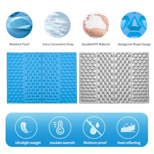 FOCHIER F Stadium Seat Pad, Foam Sitting Pad Mat, Diamond Foldable Camping Seat Cushion for Bleachers, Outdoor Hiking, Backpacking, Picnic, Fishing, Concert,Mountaineering - color: Blue 1PC