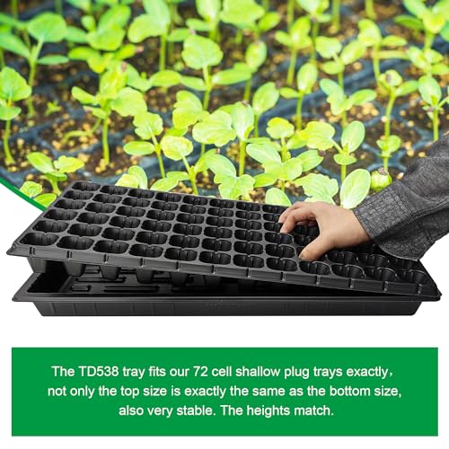 RooTrimmer 10 Pack 1020 Seed Starter Trays and 10 Pcs 72 Cell Plug Trays, Thick Durable Seedling Plastic Nursery Tray for TD538 1020 Tray Germination (10 Sets) - size: 72 Cells-shallow