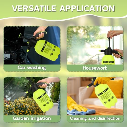 2 Pcs 1/2 Gallon Plastic Handheld Pump Sprayer – Garden Pressure Sprayer Bottle with Adjustable Nozzle for Plants, Cleaning, Household Tasks – Yellow - color: Yellow