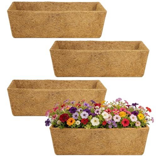 ANPHSIN 24in Tapered Coco Liners for Window Planter Box, 4Pcs, 100% Natural