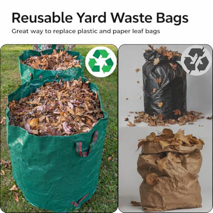 Gardzen 3 Pack 80 Gallon Garden Waste Bags Reusable Heavy Duty - size: 80 Gallon - 3 Pack