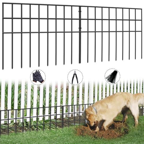 31ft(L) x 13in(H) Animal Barrier Fence, 22 Panels No Dig Garden Fence for Dog Rabbit, Rustproof Anti Digging Barrier, Garden Edging Border Ground Defense for Outdoor, Yard, Patio - color: Black, size: 22 Panels, 31ft(L) x 13in(H)