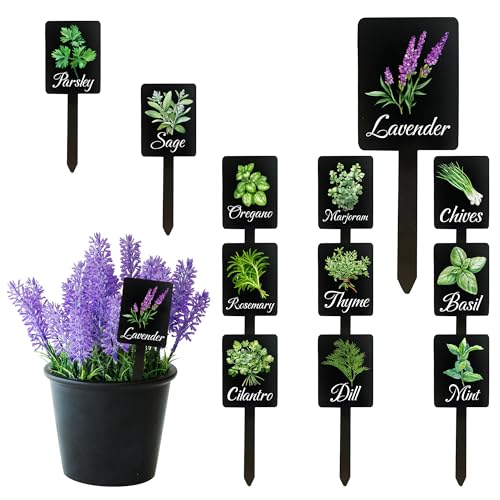 Acrylic Plant Labels 12 Styles with Herb Names for Garden Herbs - color: Black, size: 1.5 x 4 inch
