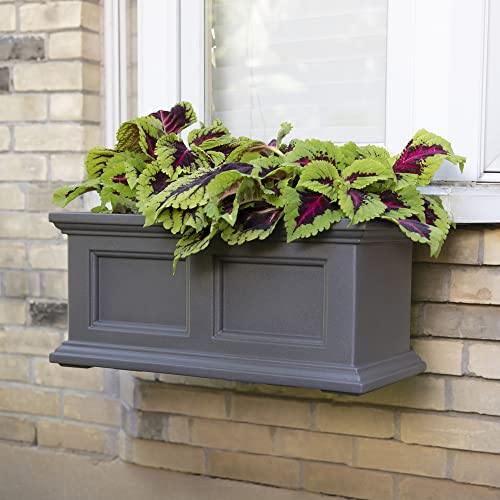 Mayne Fairfield 24in Self-Watering Rectangular Window Box Planter, Gray - color: Graphite Grey, size: 24in