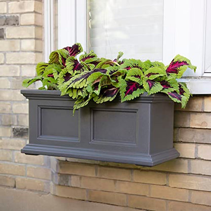 Mayne Fairfield 24in Self-Watering Rectangular Window Box Planter, Gray - color: Graphite Grey, size: 24in