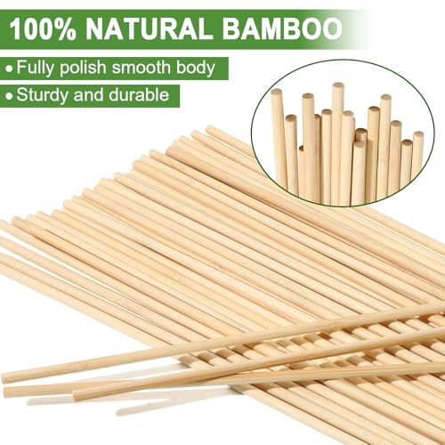 AUGSHY Plant Stakes 18 Inch, 40 PCS Natural Bamboo Garden Stakes