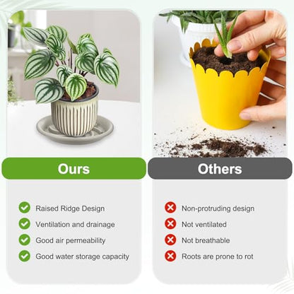 M METERXITY 2-Pack Plant Saucer, 10.4 Inch/ 26.5cm Plastic Plant Trays Thicker for Pots/Indoor/Outdoor/Water Drainage and Protection, Flowerpot Drip Tray [Grayish White] - size: 10.43 in