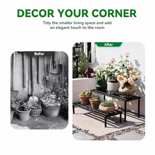 Metal Plant Stand, Rust-proof Aluminum Display Rack, Plants Display Stands Decoration Racks for Living Room Garden Balcony Patio (Black, 31.5Inch Tall) - color: Black, size: 31.5Inch Tall Leg