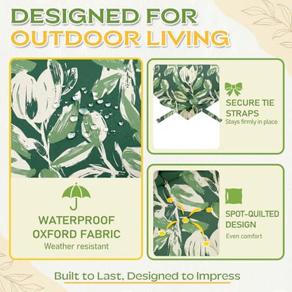 Oxford Fabric Swing Cushions with Backrest & Tie Straps for Patio Bench - color: Tulip Green