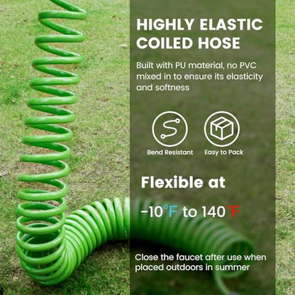 SPECILITE 50 FT 1/2" Polyurethane Coil Garden Hose with Spray Nozzle