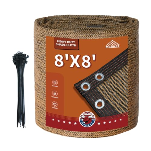 90% Sun Shade Cloth for Garden 8x8Ft UV Resistant Mesh Tarp,Mocha - color: Mocha, size: 8' x 8'-Finished Size