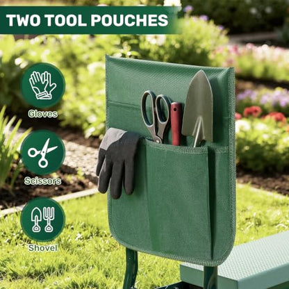 Garden Kneeler and Seat with 2 Tool Pouches for Gardening Work