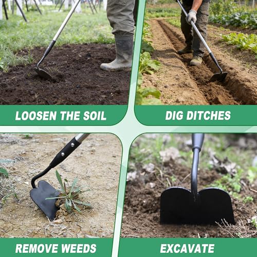 YEELOR Garden Hoe, Heavy-Duty Long Handle Weeding Hoe for Gardening - style: Flat hoe