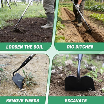 YEELOR Garden Hoe, Heavy-Duty Long Handle Weeding Hoe for Gardening - style: Flat hoe