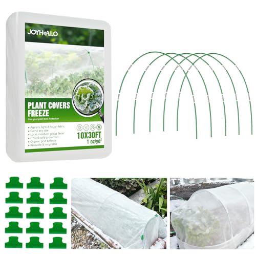 10x30Ft Plant Freeze Protection Cover with 36 Hoops & Clips