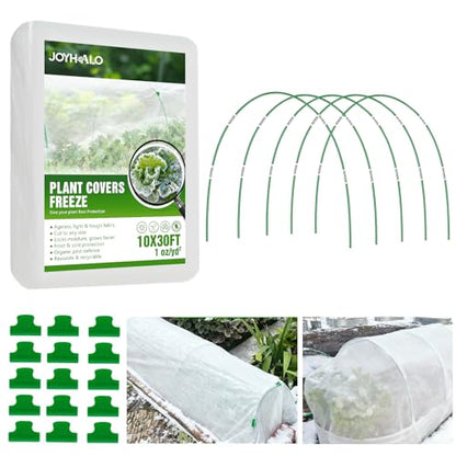 10x30Ft Plant Freeze Protection Cover with 36 Hoops & Clips