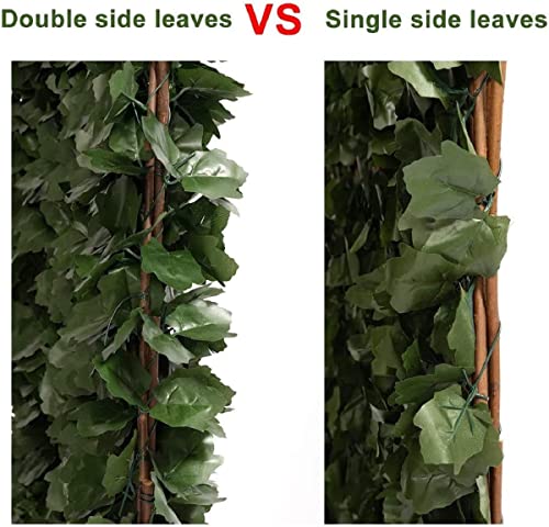 DOEWORKS Expandable Faux Ivy Privacy Screen, Double-Sided, Balcony, 2 Pack - color: Double-Sided Green Leaves, size: 16 x 45 in, 2 Panel