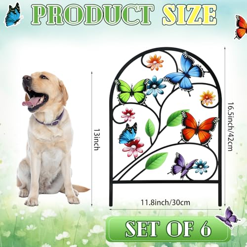 Yaocom 6 Pack Butterfly Garden Fence 16.5" H x 11.8" W Metal Border - style: Butterfly
