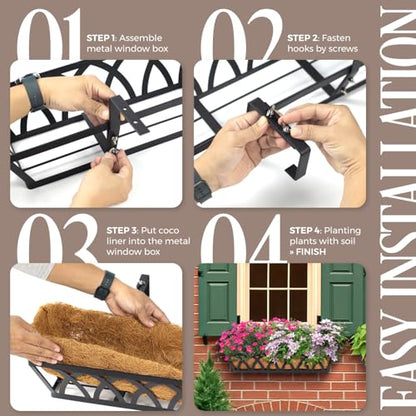 2 Pack 36IN Window Box Planter Basket w/Adjustable Brackets (S1) - color: Set 2
